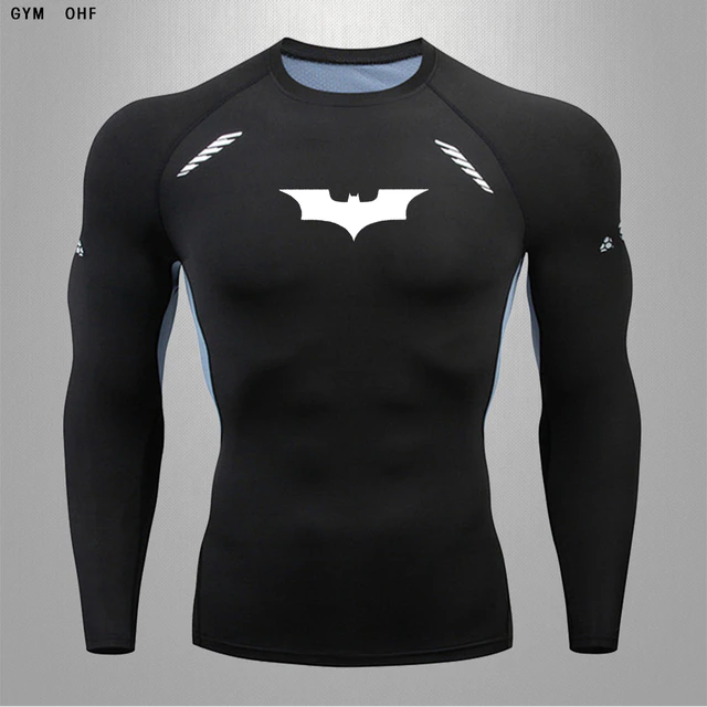 Men Long Sleeve Superhero Compression Shirts Quick Dry Fitness